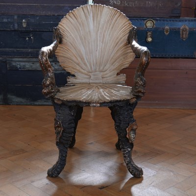 Lot 1690 - A 19th Century Venetian Grotto armchair...