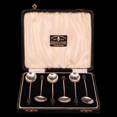 Lot 1130D - A cased set of six George V silver coffee...