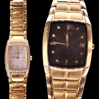 Lot 1538A - A Citizen Eco-Drive gold-plated wristwatch,...