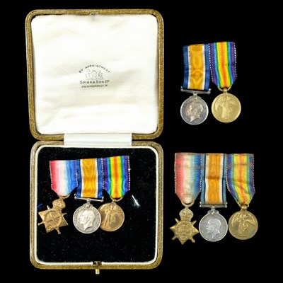 Lot 2 - Three groups of Great War miniature medals