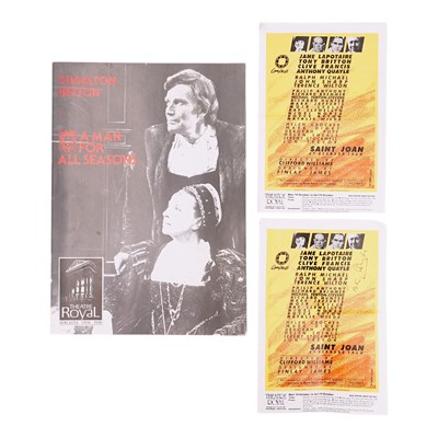 Lot 427 - Two signed theatre flyers / leaflets for the...