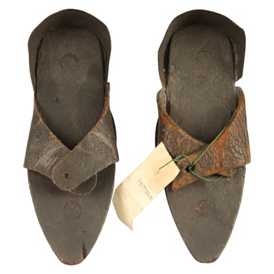 Lot 820 - A pair of antique diminutive pattens /...