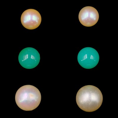 Lot 1240 - Pearl, faux-pearl and chrysoprase stud...