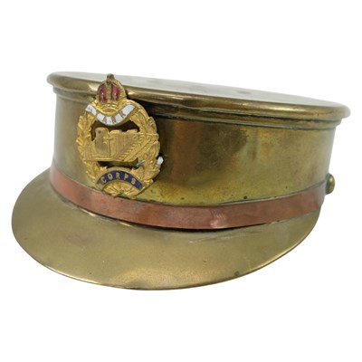 Lot 148 - A "trench art" Tank Corps peaked cap,...