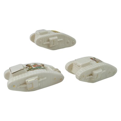 Lot 159 - Three Great War crested china tanks, Arcadian...