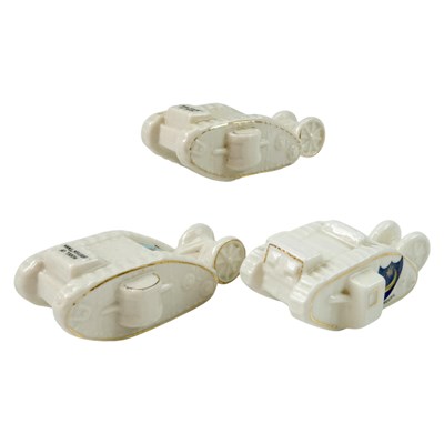 Lot 161 - Three Great War crested china tanks, by Shelly...