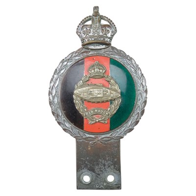 Lot 169 - A Royal Tank Corps car bumper badge, by Gaunt,...