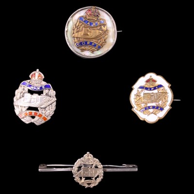 Lot 116 - Four Great War Tank Corps silver and other...