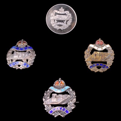 Lot 117 - Four Great War Tank Corps silver and other...