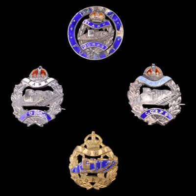 Lot 118 - Four Great War Tank Corps silver and other...