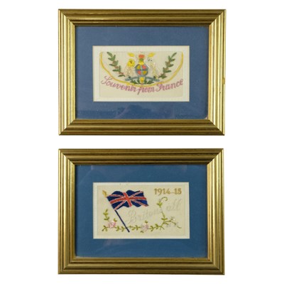 Lot 252 - A pair of framed and mounted Great War silk...