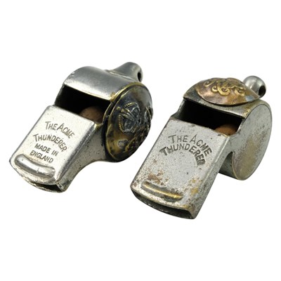 Lot 180 - Two Second World War Acme Thunderer whistles,...