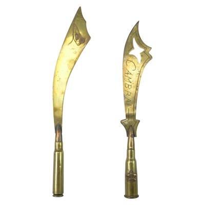 Lot 181 - Two Great War Tank Corps "trench art" letter...