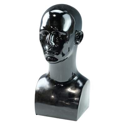 Lot 293 - A black composition male mannequin head / bust,...