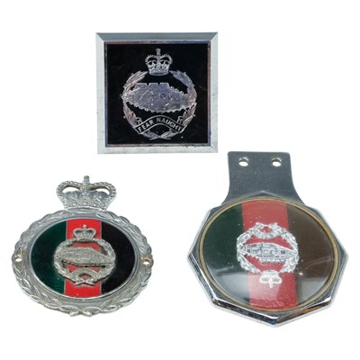 Lot 184 - Three QEII Royal Tank Regiment car bumper badges