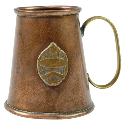 Lot 190 - A "trench art" miniature beer mug or measure,...