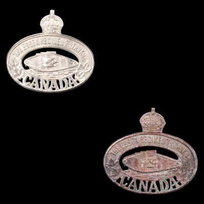 Lot 86 - Two Canadian Essex Regiment (tank) cap badges