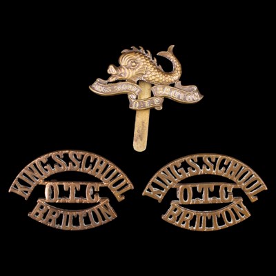 Lot 91 - A King's School Bruton OTC cap badge, together...