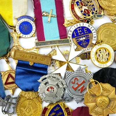 Lot 661 - A group of military, masonic and other medals...