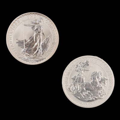 Lot 611 - 1998 and 1999 silver Britannia coins, BUnc