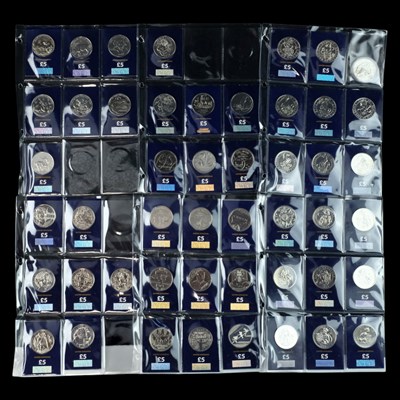 Lot 459 - A group of 51 GB uncirculated commemorative £5...