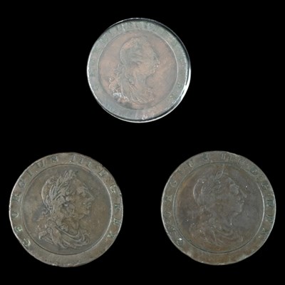 Lot 467 - Two George III cartwheel twopence coins,...