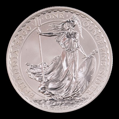 Lot 492 - A UK 2000 Britannia 1oz fine silver bullion coin