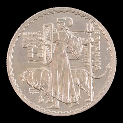 Lot 493 - A UK 2001 Britannia 1oz fine silver bullion coin