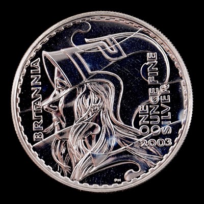 Lot 495 - A UK 2003 Britannia 1oz fine silver bullion coin