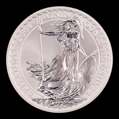 Lot 496 - A UK 2004 Britannia 1oz fine silver bullion coin