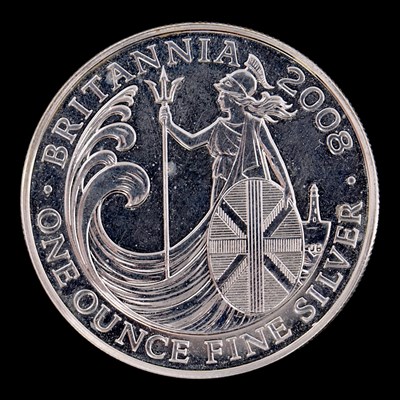 Lot 500 - A UK 2008 Britannia 1oz fine silver bullion coin