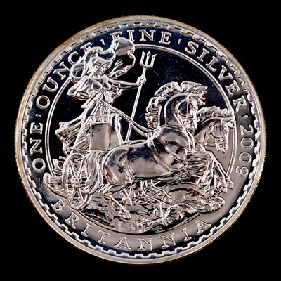 Lot 501 - A UK 2009 Britannia 1oz fine silver bullion coin