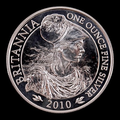 Lot 502 - A UK 2010 Britannia 1oz fine silver bullion coin