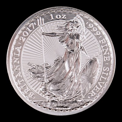 Lot 513 - A UK 2017 Britannia 1oz fine silver bullion coin
