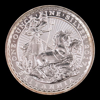 Lot 515 - A UK 2017 Britannia 1oz fine silver bullion coin