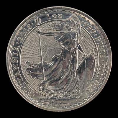 Lot 517 - A UK 2018 Britannia 1oz fine silver bullion coin