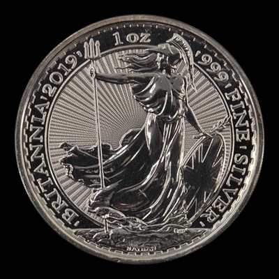 Lot 520 - A UK 2019 Britannia 1oz fine silver bullion coin