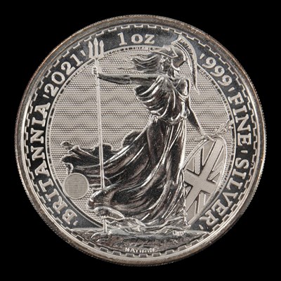 Lot 525 - A UK 2021 Britannia 1oz fine silver bullion coin