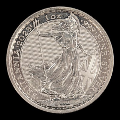 Lot 529 - A UK 2023 Britannia 1oz fine silver bullion coin