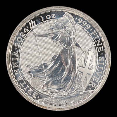 Lot 530 - A UK 2024 Britannia 1oz fine silver bullion coin