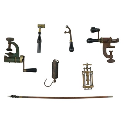 Lot 679 - Antique shotgun cartridge tools, including a...
