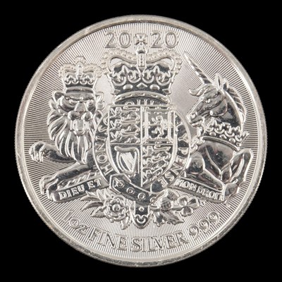 Lot 556 - A Royal Mint 2020 "Royal Arms" 1oz fine silver...