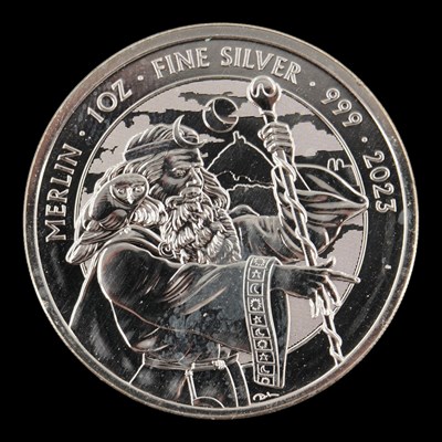Lot 563 - A Royal Mint 2023 "Merlin" 1oz fine silver...