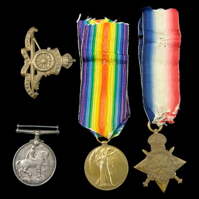 Lot 14 - A 1914-15 Star, British War and Victory medals,...