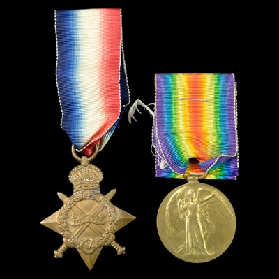 Lot 16 - A 1914-15 Star and Victory medal, to 354 Cpl J...