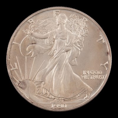 Lot 574 - A USA 1990  "Eagle" 1oz fine silver bullion...