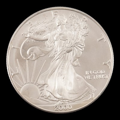 Lot 576 - A USA 2000 "Eagle" 1oz fine silver bullion one...