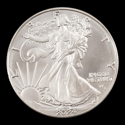 Lot 585 - A USA 2024 "Eagle" 1oz fine silver bullion one...