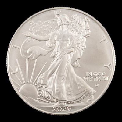 Lot 586 - A USA 2026 "Eagle" 1oz fine silver bullion one...