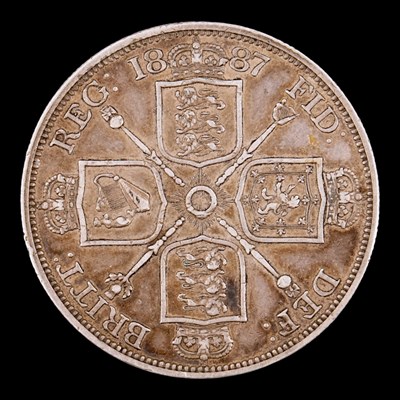 Lot 587 - A Queen Victoria 1887 silver double florin coin